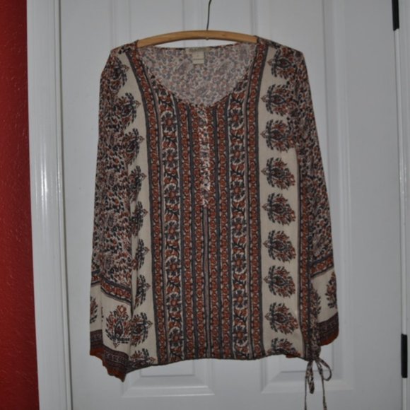 LUCKY BRAND Cinnamon Stick Katrina Peasant Top S - Picture 4 of 8